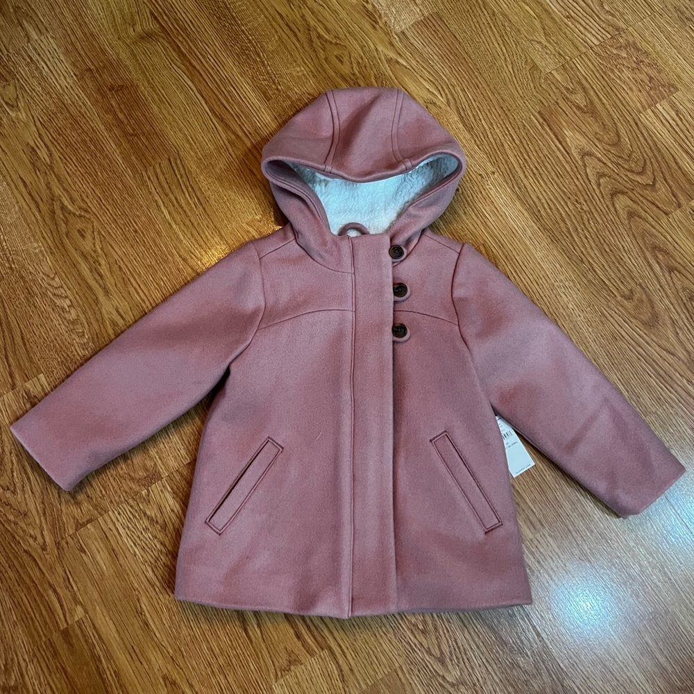 Old Navy Toddler Wool Coat. NWT. Size 2T. Full zip in dusty pink.